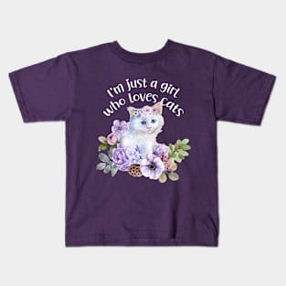 I'm just a girl who loves cats, cute kitty Kids T-Shirt